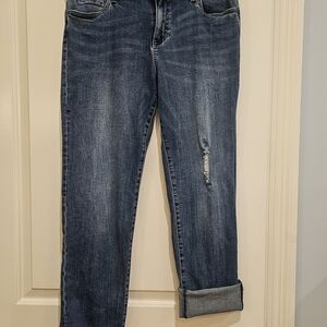 Kut from the Kloth Medium Wash Straight-Leg Jeans with Light Distress